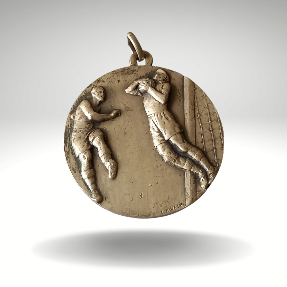 Medaglia sportiva in metallo argentato - Calcio